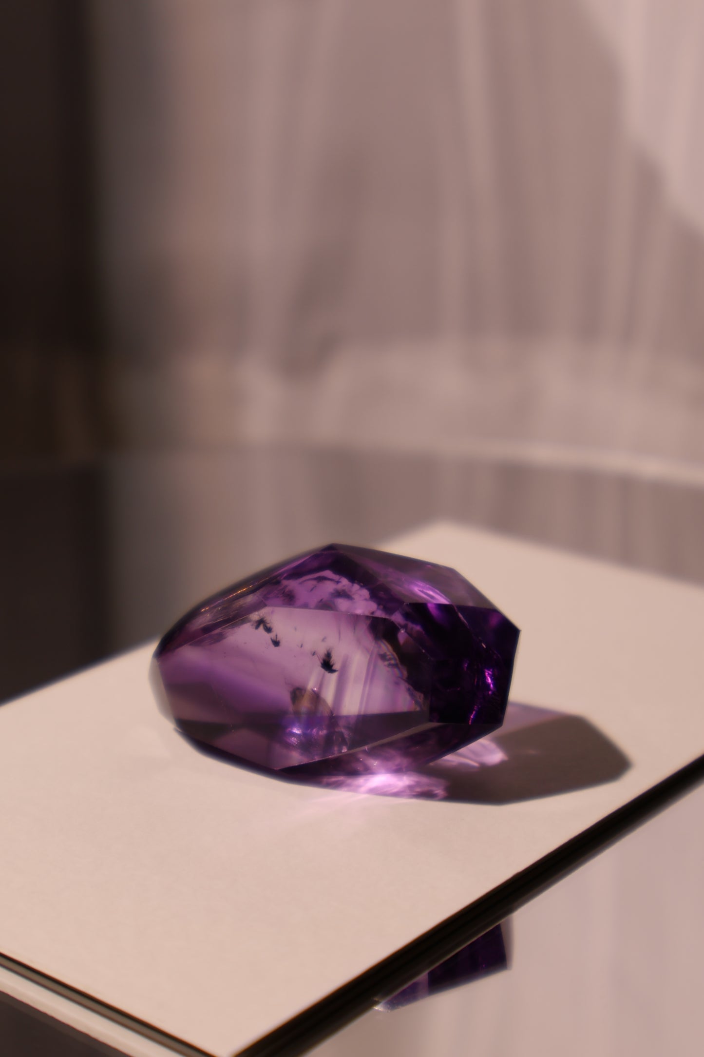 Top Quality Amethyst with Black Mineral Content, V-shaped Shadows, Rainbow Halo - 35.5g