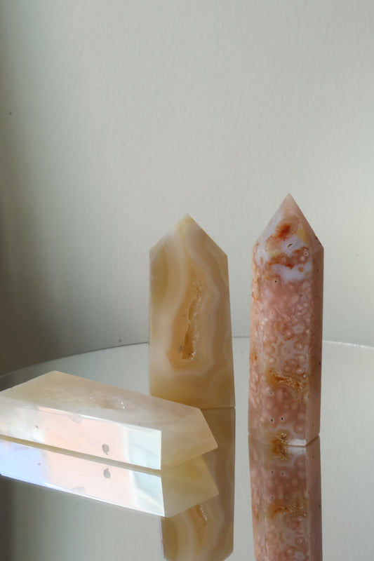 Mexican Lace Agate Tower Set (Pack of 3)